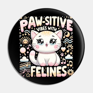 "Cheerful Whiskers: Paw-sitive Vibes with Felines" Pin