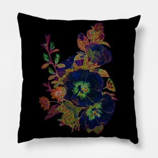 Black Panther Art - Glowing Flowers in the Dark 10 Pillow