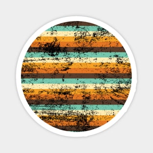 Retro Coloured Distressed Stripey Pattern Design Magnet