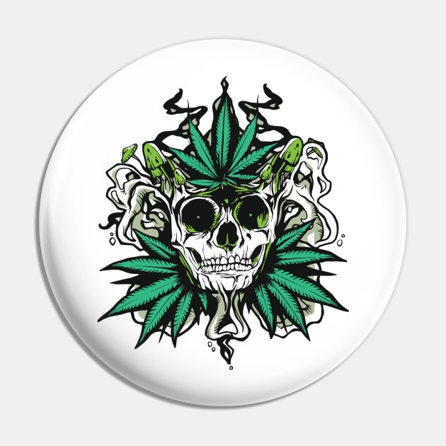 Cannabis Skull Psychedelic Pin by UNDERGROUNDROOTS