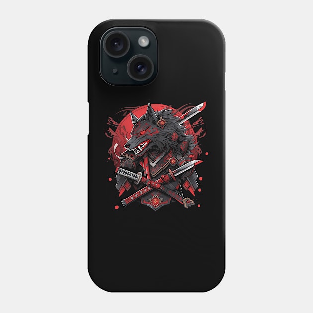 samurai wolf Phone Case by fancy ghost