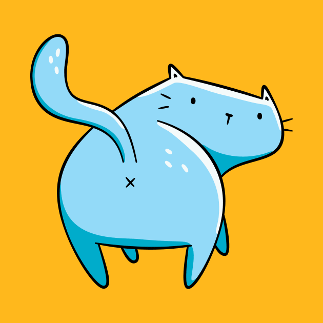 Cute & Funny Blue Cat Showing Off Its Butt, Kawaii by LydiaLyd