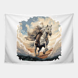 The White One on his Steed - Fantasy Tapestry