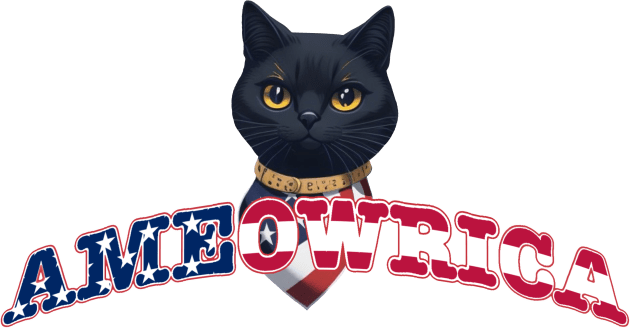 Patriotic American Cute Black Cat Ameowrica Kids T-Shirt by Pixelate Cat