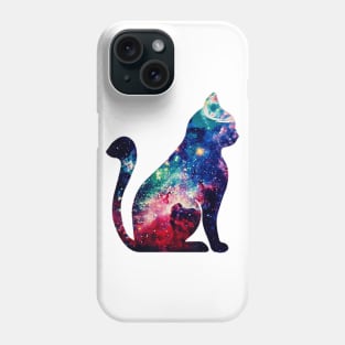 Beautiful Space Nebula Galaxy Cat Silhouette Phone Case