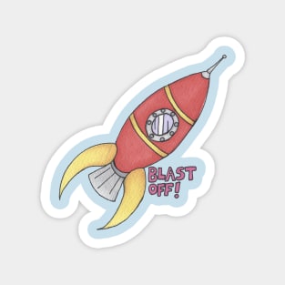 BLAST OFF! Rocket Ship Magnet