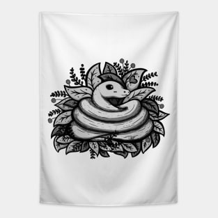 Cute Greyscale Snake Tapestry