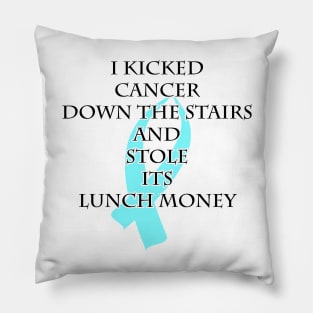 Cancer Bully (Light Blue Ribbon) Pillow