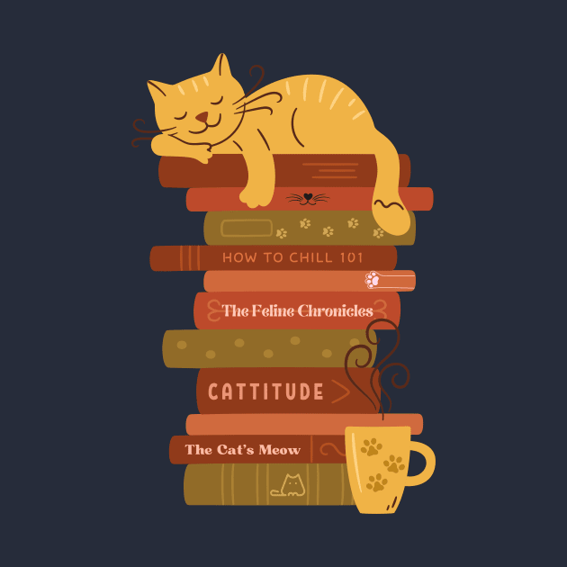 Catnap on Book stack by medimidoodles