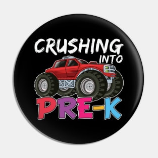 Crushing Into Pre-K Cool Monster Truck Pre Kindergarten Boys Girls Gift Pin