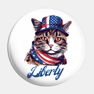 Liberty Cat, Patriotic 4th of July Design Pin