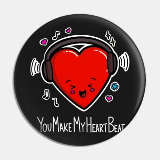 You Make My Heart Beat cute Kawaii dancing love heart Pin
