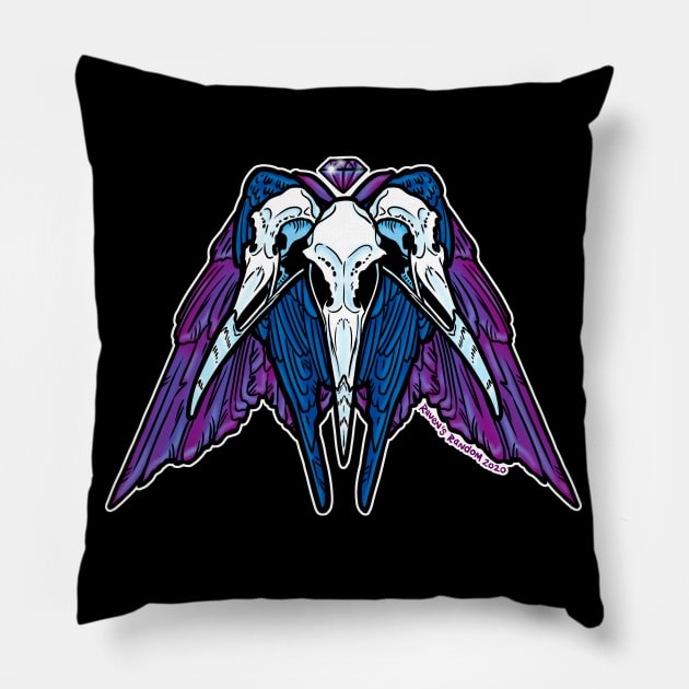 Raven Skull Triad Pillow by Raven's Random