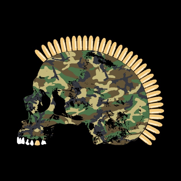 Skull with Bullet Mohawk and Camouflage by RawSunArt