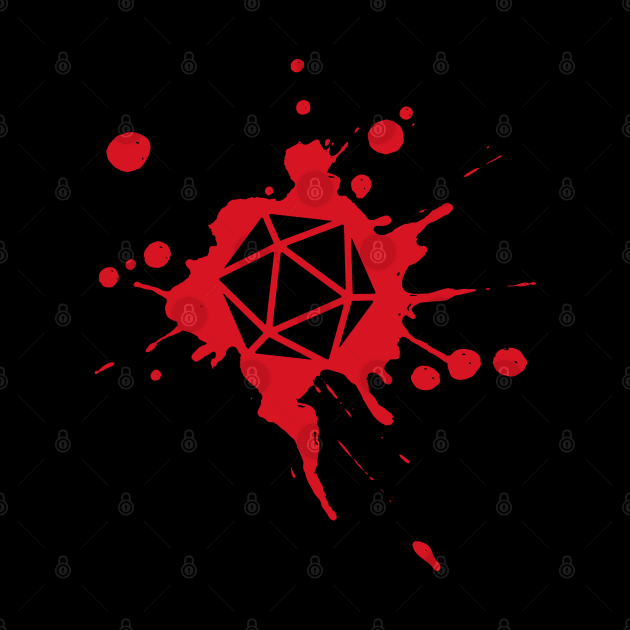 RPG D20 Dice Paint Splatter Tabletop RPG Gaming by pixeptional