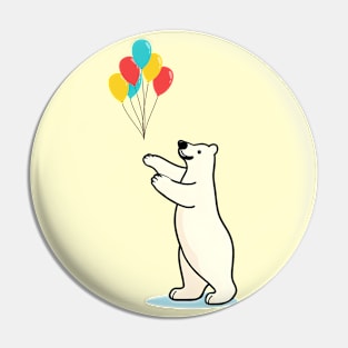 Polar Bear with Balloons Pin