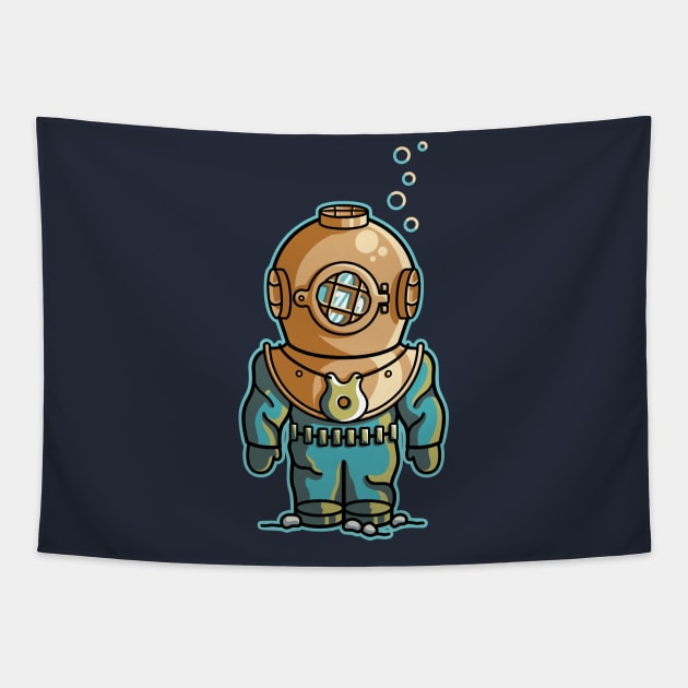 Cute Deep Sea Diver Tapestry by freeves