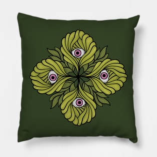 Spring Plant Botanical Fantasy - Green Kaleidoscope Pillow