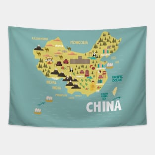 China illustrated map Tapestry