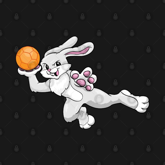 Rabbit as handball player with handball by Markus Schnabel