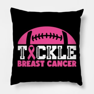 Tackle Breast Cancer Football Sport Awareness Support Pink Ribbon Pillow