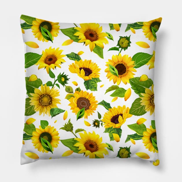 New Watercolor Sunflower 2 Pillow by B&K