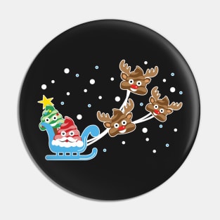 Christmas Poop Emoji T-shirt with Santa, Deer and Tree Pin