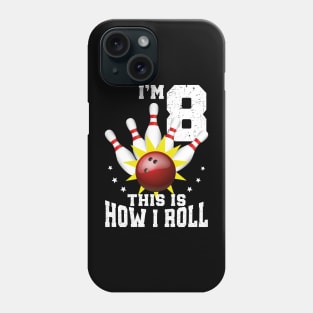 Bowling 8th Birthday Bday Party Kids 8 years Old Bowler Phone Case