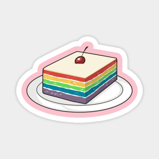 Rainbow cake cartoon illustration Magnet