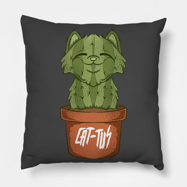 cactus cat funny cat tus fun and cute Pillow by the house of parodies