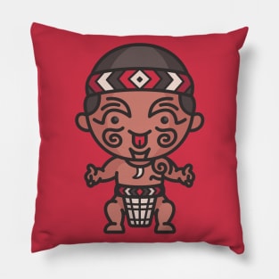 Cute Maori Man in Traditional Clothing Cartoon Pillow