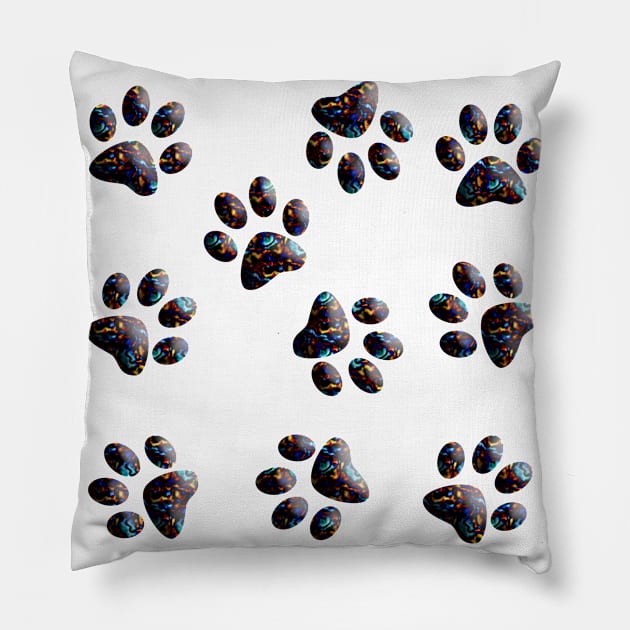 Cute Little Paws 3D - Pattern Design 2 Pillow by art-by-shadab