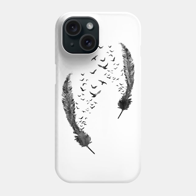 Birds feather Phone Case by RosaliArt