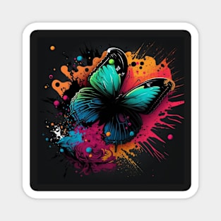 Cosmic Butterfly Two Splatter Paint Magnet