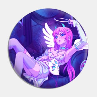 Demon girl in an Angel Costume Pin