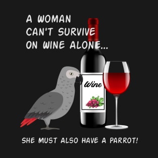 African Grey Parrot Wine Loving Drinking T-Shirt