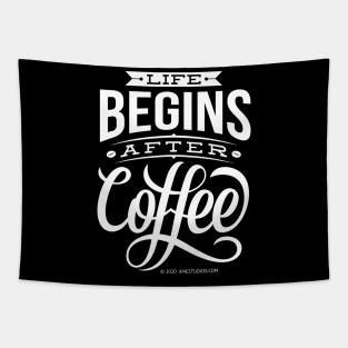 Life Begins After Coffee Tapestry