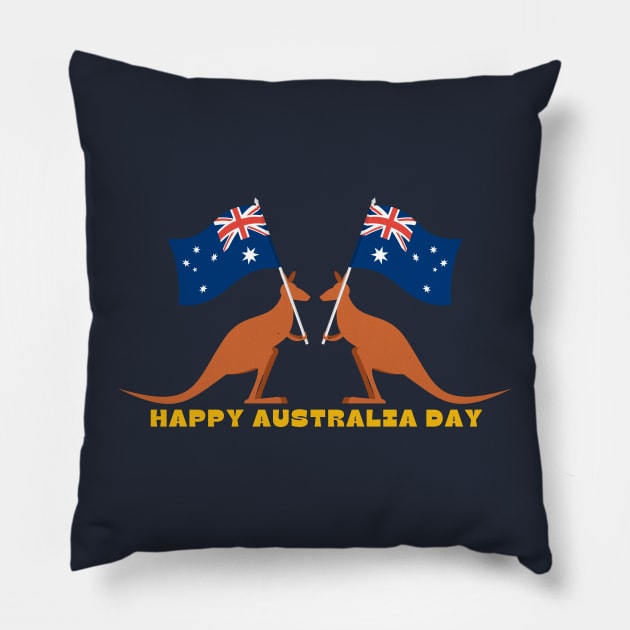 Kangaroo Australia Day Pillow by LadyAga