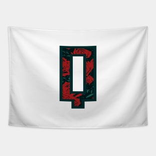 Modern Rose Floral Initial Name Alphabet - Letter Q Tapestry