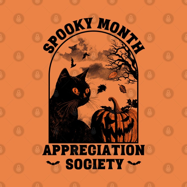 Spooky Month Appreciation Society – Halloween Black Cat by OrangeMonkeyArt