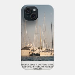 Mediterranean photography in Mallorca with yachts, palms and sea quote Phone Case