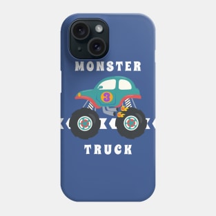 Vector illustration of monster truck with cartoon style Phone Case