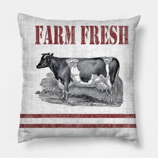 Farm fresh french country stripe burlap dairy cow Pillow