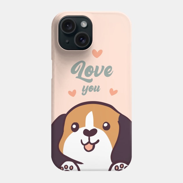 Cute beagle dog valentines day gifts love you Phone Case by Yarafantasyart