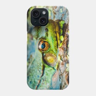 Happy Green Frog, Chilling In The Muck. Photograph Phone Case