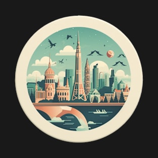 Circular badge of urban city scene T-Shirt