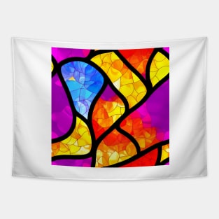 Vibrant Abstract Art - Stained Glass Design Pattern Tapestry