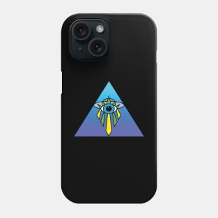 Illuminati Pyramid UFO Eye Art Deco Geometric Twilight Blue Gradient Fade Space Sky Phone Case