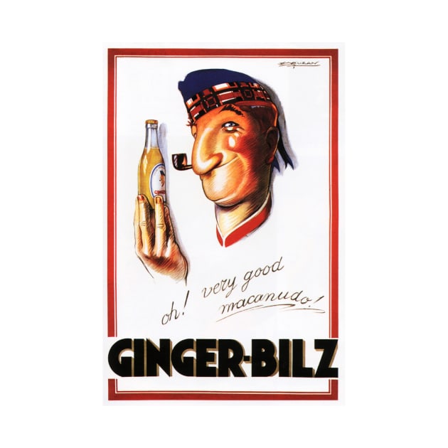 GINGER BILZ Vintage Soda Beverage Advertisement by Achille Mauzan Lithograph by vintageposters