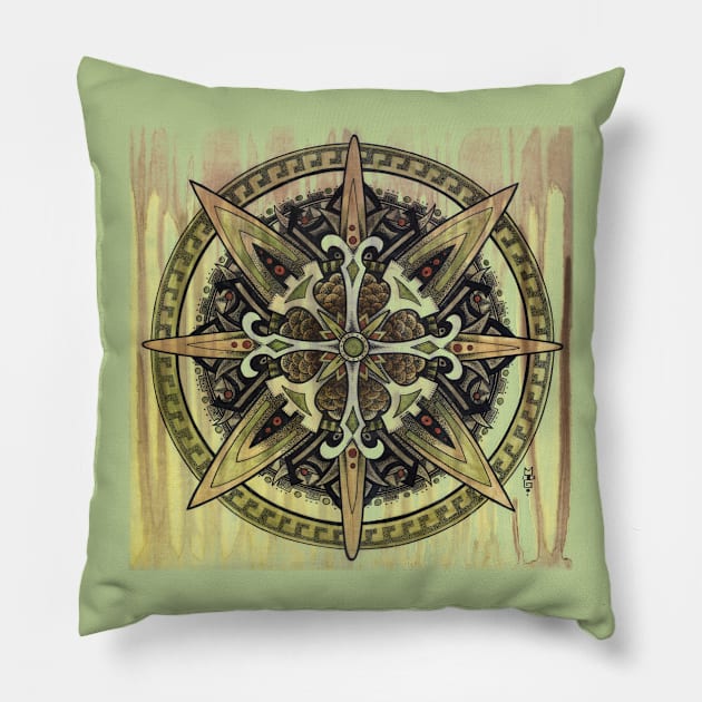 Bamboo Mandala T-shirt Pillow by Michael Gardner